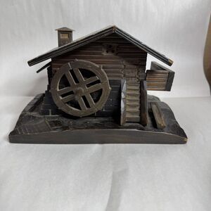 Vintage Wooden Cigarette Dispenser Handmade Asian House / Mill on Platform